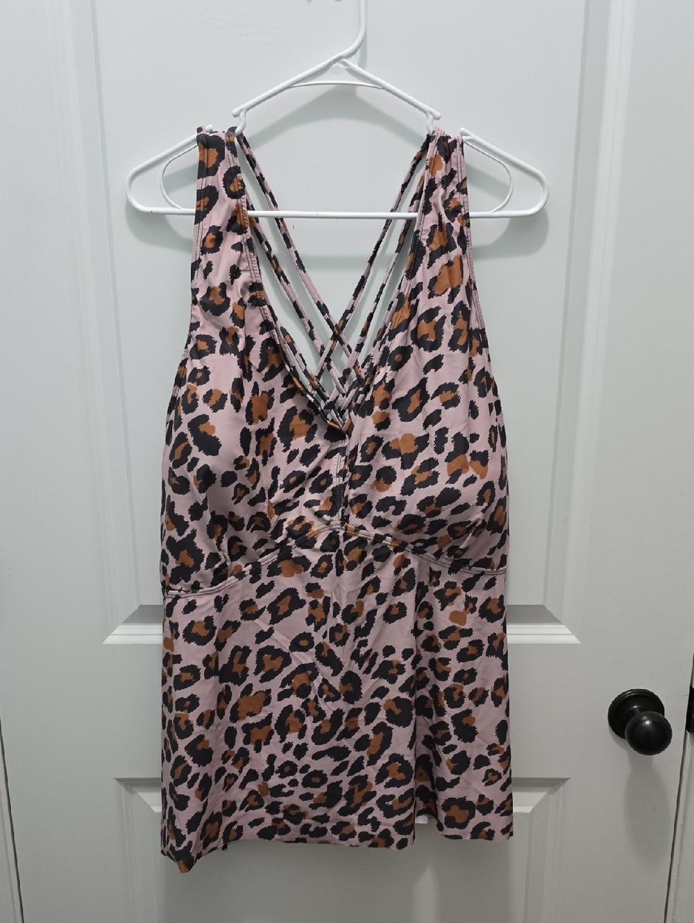 Leopard Print Bikini Top with Strappy Back